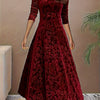 Velvet Square Neck A-Line Dress Long Sleeve Swing Dress for Women, Spring & Fall
