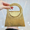 Luxury Sparkling Gold Evening Clutch with Detachable Chain - Convertible Crossbody Bag for Weddings & Parties