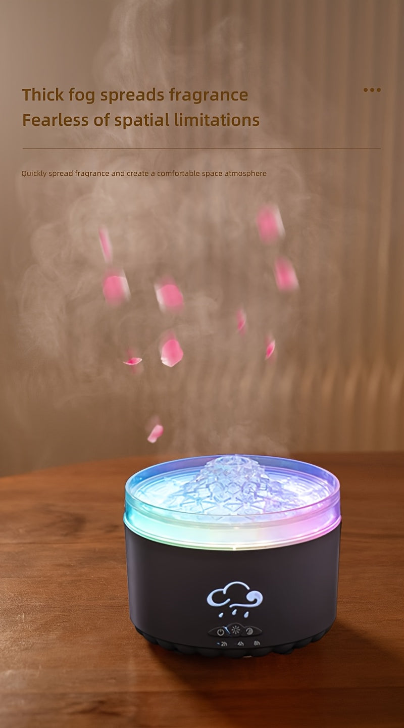 Volcano-Shaped Aromatherapy Diffuser — Colorful LED Jellyfish Design, 300 mL/h Mist, Remote & USB-Powered for Bedroom Office Living Room
