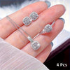 4-Piece Sparkling Cube Rhinestone Jewelry Set – Necklace Pendant, Ring & Earrings