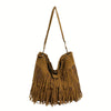 Women's Corduroy Bucket Bag with Tassel - Adjustable Foldable Crossbody Shoulder Bag, Magnetic Closure, Minimalist Urban Travel Purse (Khaki, Light Brown, Black)