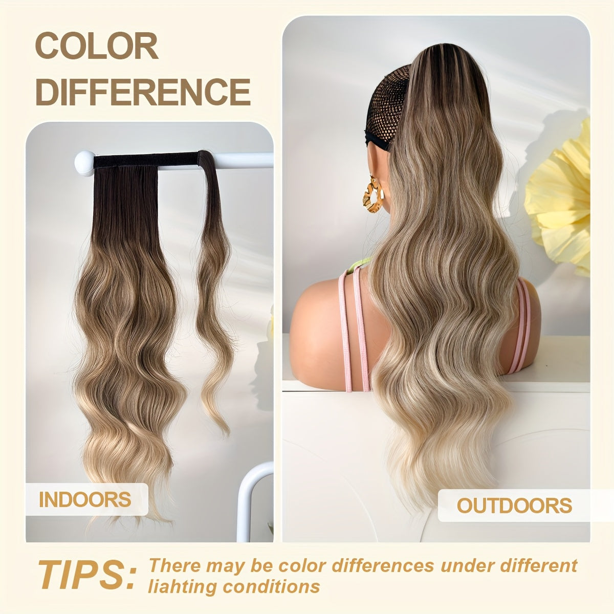 24-inch (61 cm) Body Wave Clip-In Ponytail Extension - Heat-Resistant Synthetic Hairpiece, Easy Secure Clip for Women & Girls