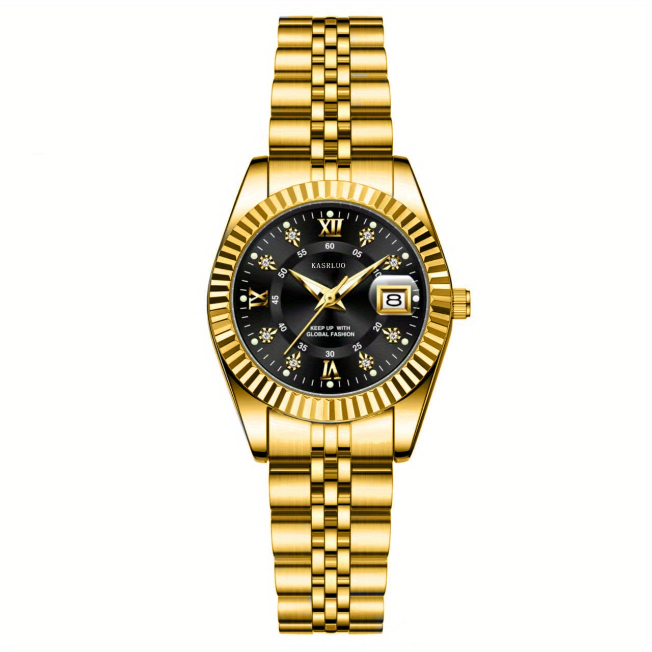 Elegant Women's Mechanical Watch - Gold Stainless Steel Band, Blue Dial, Boho World-Time Wristwatch, Ideal Gift