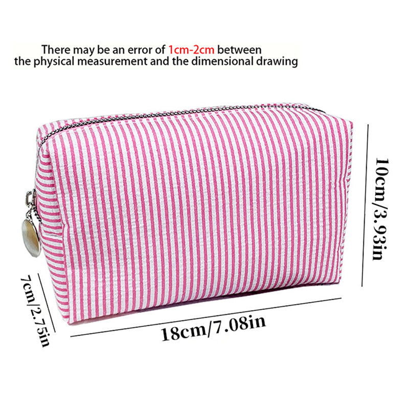 6/10/15-Pack Minimalist Embroidered Canvas Cosmetic Bag Set – Striped Travel Organizer Zipper Pouches for Wedding Favors & Gifts