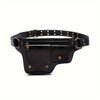 Punk Motorcycle Waist Bag, Retro Adjustable Outdoor Belt Fanny Pack, Black Faux Leather