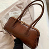 Vintage Chic PU Baguette Shoulder Bag for Women - Zipper Closure, Fixed Shoulder Strap, Spacious Underarm Handbag (Red, Green, Tan)