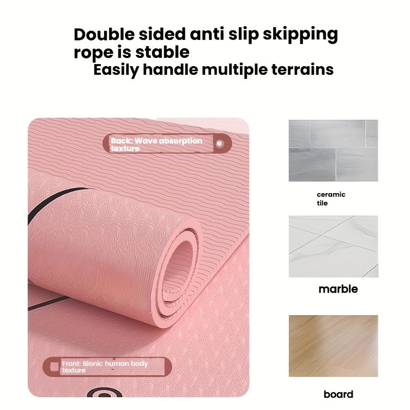 TPE Non-Slip Thick Yoga Mat with Carry Bag & Straps - Cushioned Exercise Mat for Home, Gym & Outdoor (Grey, Purple, Transparent Pink)