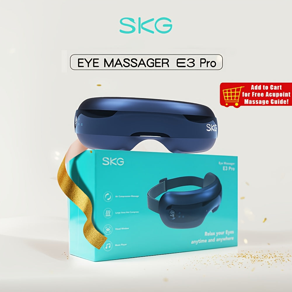 SKG Wireless Portable Eye Massager with Heat & Music Playback, Built-in Vision Window, Rechargeable Relaxation Mask for Home Office Travel