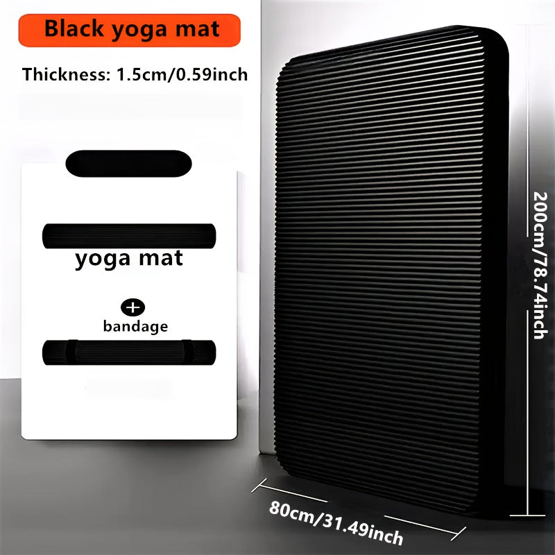 High-Density 15mm Thick Tear-Resistant Yoga Mat with Carry Straps & Mesh Pocket - Non-Slip Pilates Exercise Mat (Green/Black)