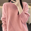Plus Size Women's Half-Turtleneck Sweater - Ribbed Black Long Sleeve Pullover, Medium Stretch, Machine Washable for Spring/Fall