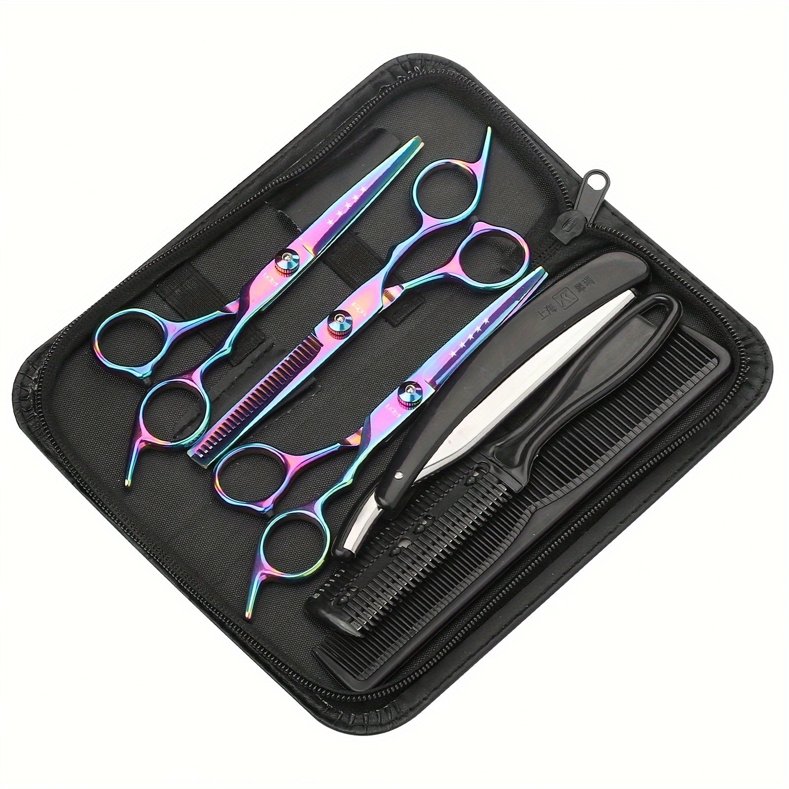 7-Piece Professional Hair Clipper & Thinning Scissors Set — Salon Mixing Shears, Razor & Accessories