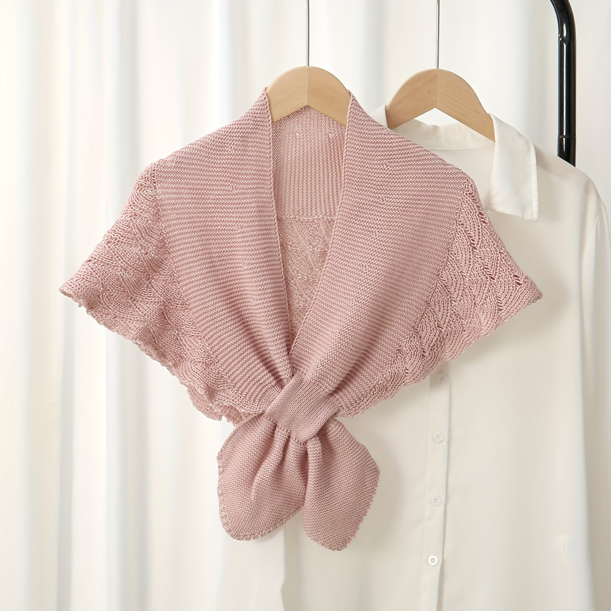 Lightweight Openwork Yarn Shawl - Women's Polyester Casual Wrap, Machine Washable Layering Scarf