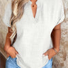 Women's V-Neck Blouse with Stand Collar – Lightweight Yellow Regular Fit Casual Top, 100% Polyester, Machine Washable