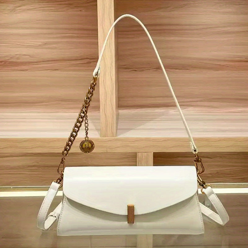 Versatile Women's Baguette Bag - Small Square Underarm Shoulder Crossbody, High-End Split Leather