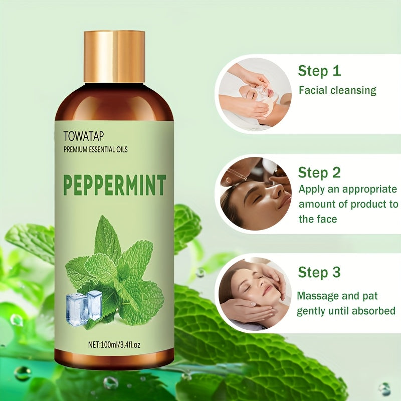 TOWATAP 100% Pure Peppermint Essential Oil – Cooling Aromatherapy for Massage, Muscle Relief, Diffusers & Humidifiers, Unisex