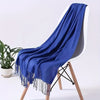 Elegant Tassel Scarf Shawl Wrap – Soft Faux Cashmere Feel, Solid Colors (White/Black/Red/Multi), 200 cm (79 in)