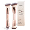 2-Pack Double-Ended Foundation & Contour Makeup Brushes with Travel Case - Round, Flat & Beveled Soft Fiber