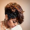 Short Black Synthetic Wig with Brown Bangs – Natural Short Haircut for Women