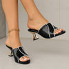 Women's Elegant High-Heel Strappy Sandals – Slip-On Open-Toe with Cushioned Insole & Non-Slip TPR Sole – Formal & Casual All-Season Shoes