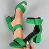 Lightweight Breathable Women's Knit Heeled Sandals - Minimalist Open Toe Block Heel with Adjustable Ankle Strap, 11 Colors
