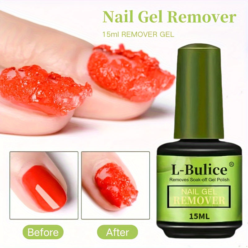 L-BULICE 2-Pack Nail Gel Remover — 15ml Each (0.51 fl oz) Acetone-Free, Unscented & Alcohol-Free Liquid Manicure Polish Remover