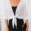 Lightweight Breathable Shawl Wrap with Tie-Front – Semi-Sheer Polyester Dress Accessory for Spring Summer Fall