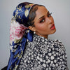 Black & Yellow Printed Square Scarf — Lightweight Women's Square Shawl, Hand-Washable Headwrap & Windproof Fashion Accessory