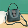 Elegant Solid Color Bucket Bag with Adjustable Shoulder Strap - Lightweight PU Handbag with Zipper Closure