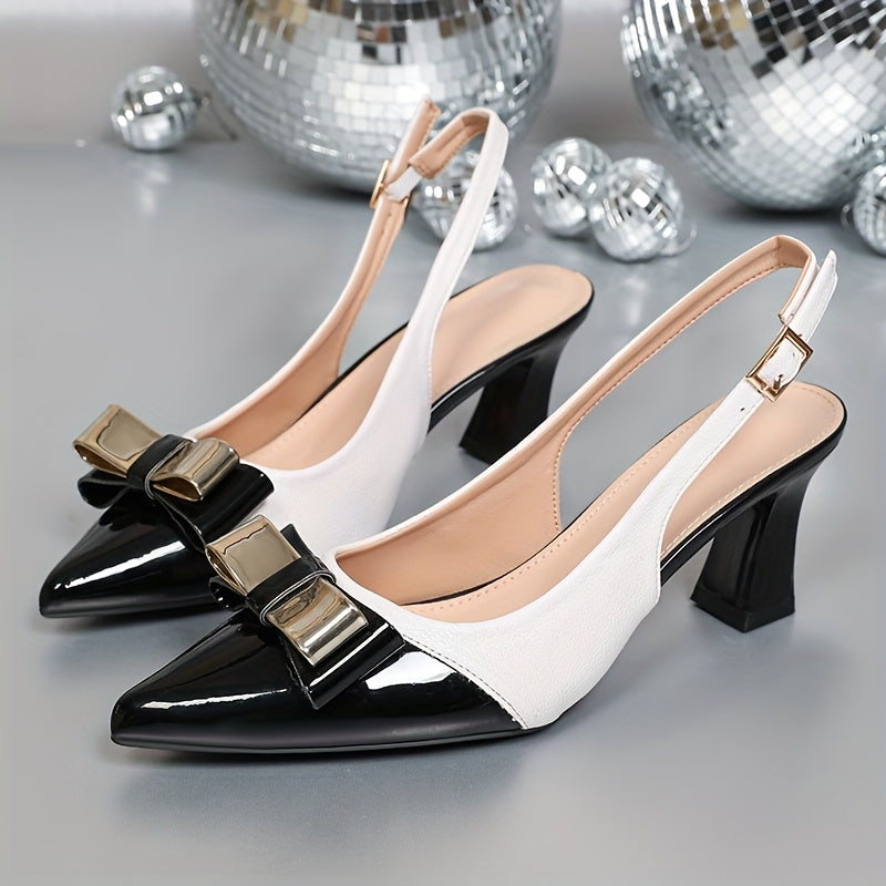 Elegant Summer Pointed-Toe Ankle-Strap Pumps — Block High Heels with Buckle and Rubber Sole for Office & Parties