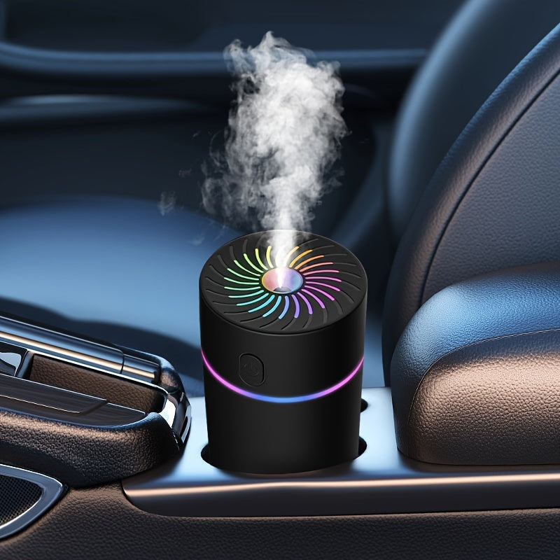 USB Mini Car Air Freshener & Humidifier, Essential Oil Aroma Diffuser with 7-Color LED for Cars, Home, Office, Travel (No Battery)