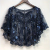 Beaded Sequin Shawl Short Mesh Capelet – Sparkle Party Wrap Cover-Up, 18 in (46 cm)