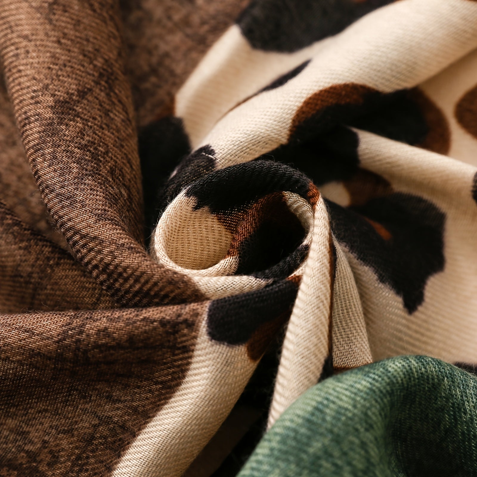 Multicolor Leopard Print Colorblock Tassel Scarf - Lightweight Women's Shawl & Headscarf