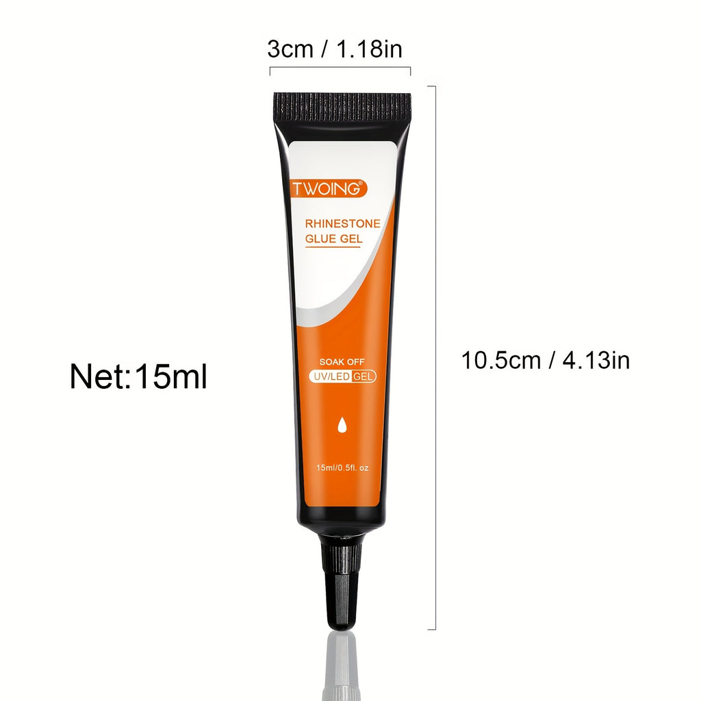15ml (0.5 fl oz) Nail Rhinestone Glue — No-Wipe UV/LED Gel Adhesive for Crystals, Beads & 3D Nail Art