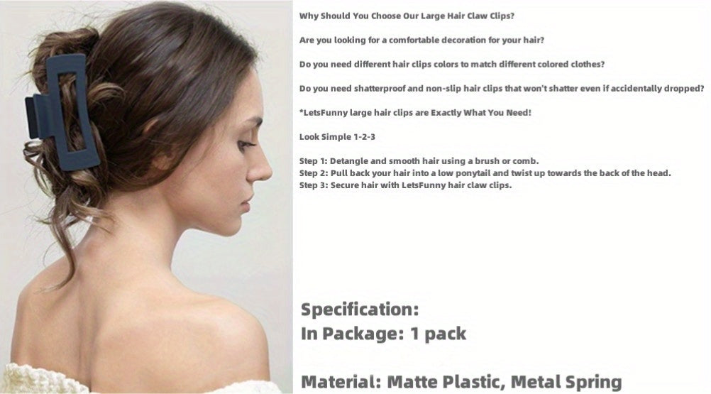 Multicolor Large Acrylic Rectangle Hair Clip Thick Resin Claw for Long Thick Hair Nonslip Jaw Clip