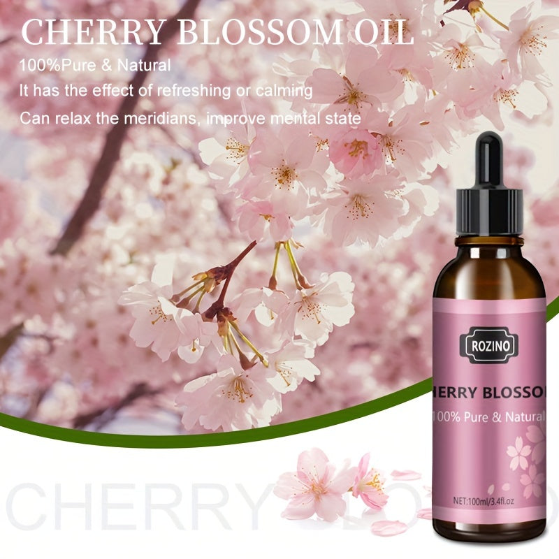 ROZINO 100% Pure Cherry Blossom Essential Oil – Plant Oil for Hair, Face & Body | Sensitive Skin Friendly (Dilute Before Use)