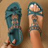 Rhinestone Butterfly Flat Sandals for Women – Boho Open Toe Elastic Strap Slip-On Beach Sandals