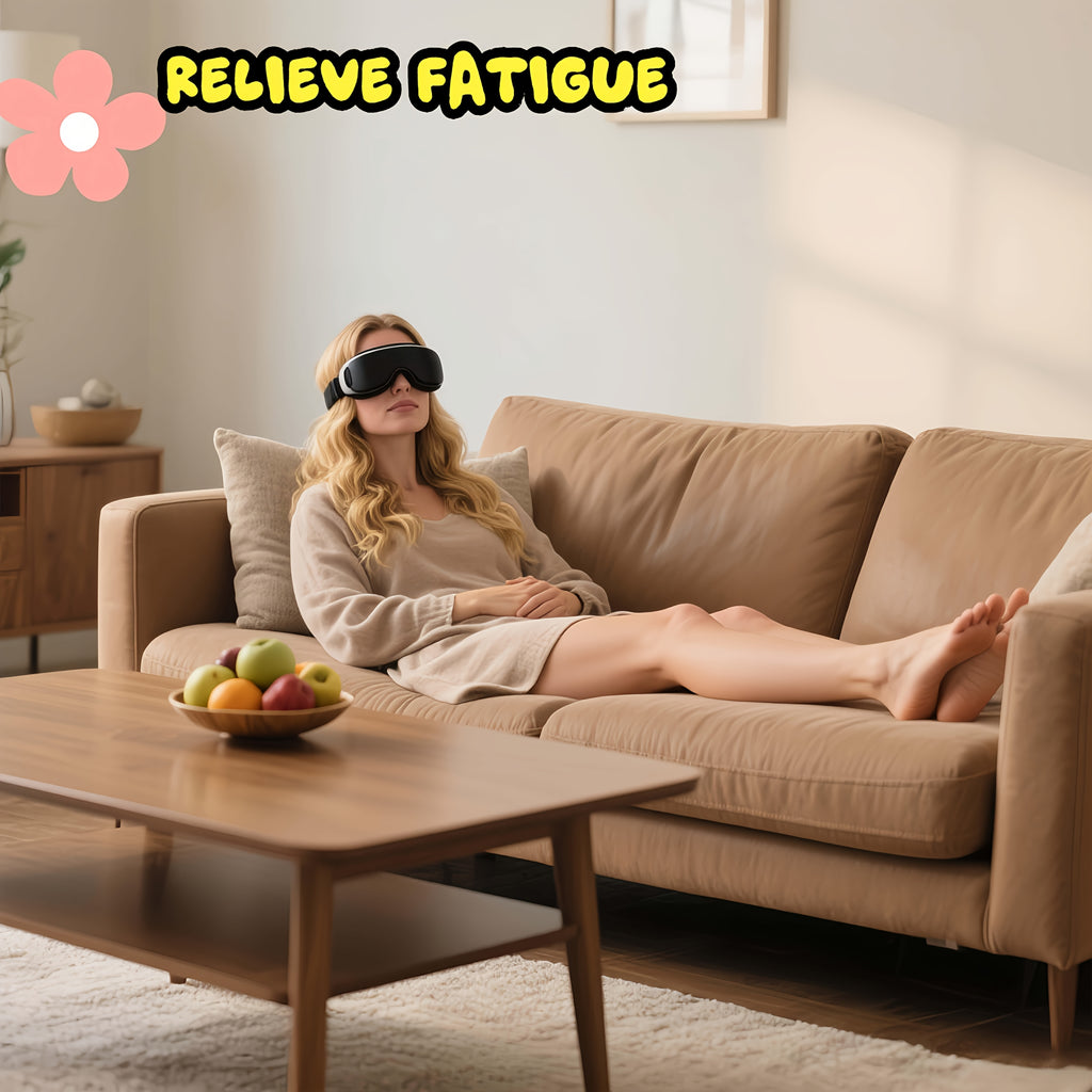 Foldable Eye Massager — Constant Temperature Hot Compress, Acupoint Vibration & Wireless Music, Breathable Silicone, Rechargeable Portable for Home & Office