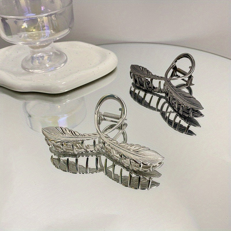 Minimalist Metal Shark Hair Clip for Women – 1-Pack Back-of-Head Hair Claw