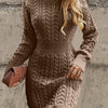 Women's Purple X-Line Sweater Dress – Crew Neck Textured Knit, Non-Transparent Acrylic for Office & Casual