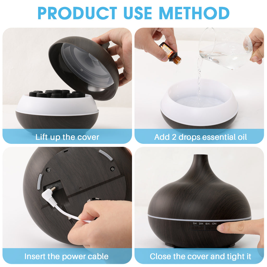 550ml (18.6 fl oz) Ultrasonic Essential Oil Diffuser with 12-Pack Oils, Remote, 7-Color LED & Timers — Large Aroma Humidifier for Bedroom Spa Yoga Hotel