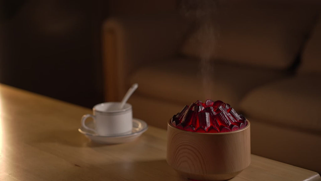 Campfire Desktop Humidifier & Aroma Diffuser — Soundwave Ultrasonic, Real Flame Effect, Dual Mist, Quiet USB Humidifier with LED Night Light & Auto Shut-Off (Black, Red, Purple, Green, Gold, Brown)