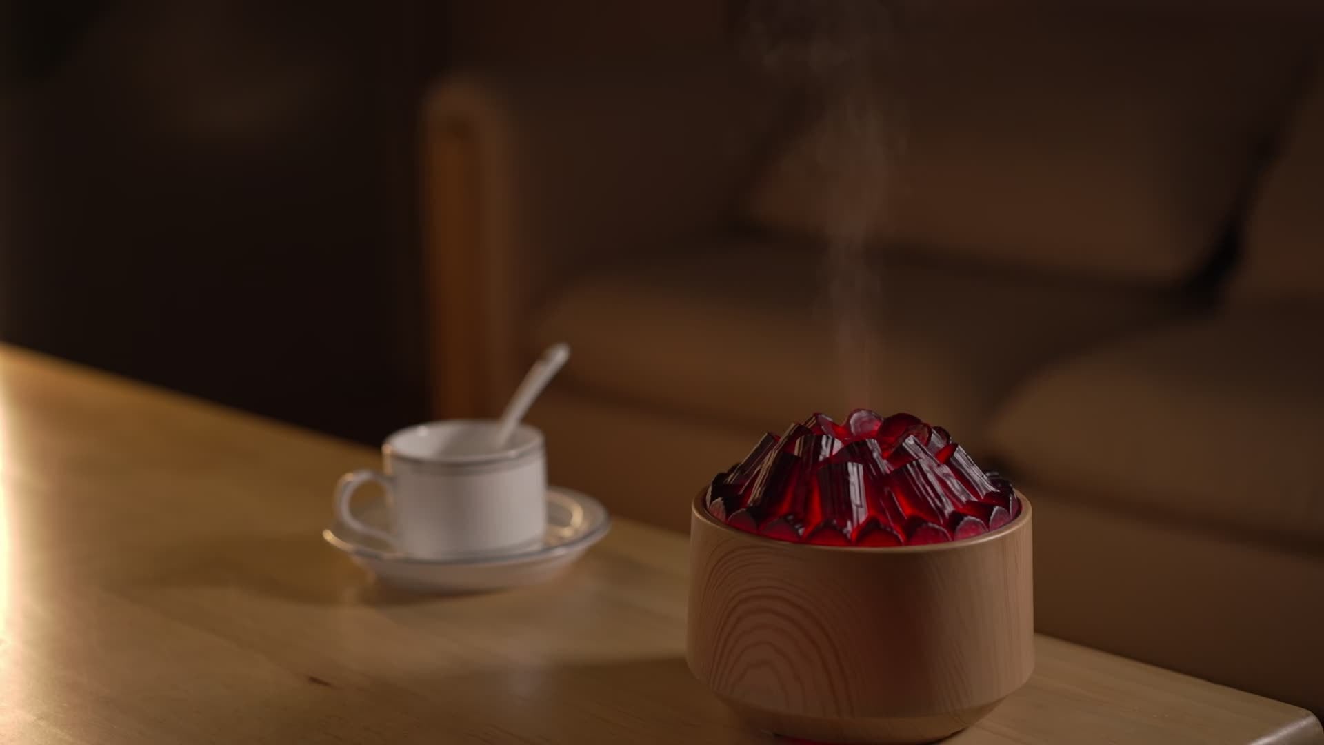 Campfire Desktop Humidifier & Aroma Diffuser — Soundwave Ultrasonic, Real Flame Effect, Dual Mist, Quiet USB Humidifier with LED Night Light & Auto Shut-Off (Black, Red, Purple, Green, Gold, Brown)