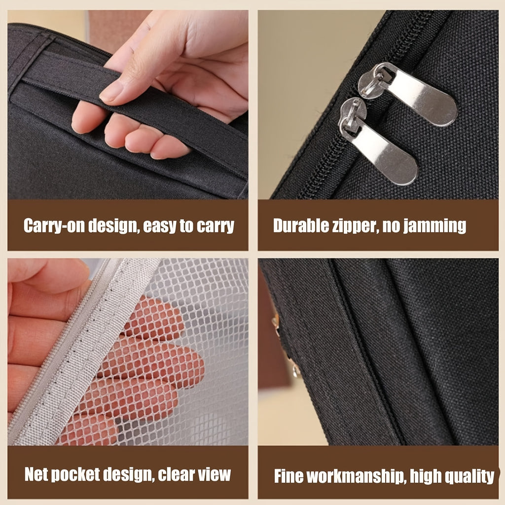 7-Piece Upright Makeup Bag Set – Large Capacity Travel Cosmetic Organizer, Black & White with Purple Accents, Includes 6 Containers