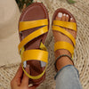 Women's Casual Flat Sandals - Brown Open Toe TPR Sole Comfortable Beach & Home Slides