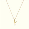 18K Gold Plated Stainless Steel Initial Necklace – Minimalist A-Z Letter Pendant Collarbone Chain for Women
