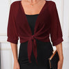 Lightweight Breathable Shawl Wrap with Tie-Front – Semi-Sheer Polyester Dress Accessory for Spring Summer Fall