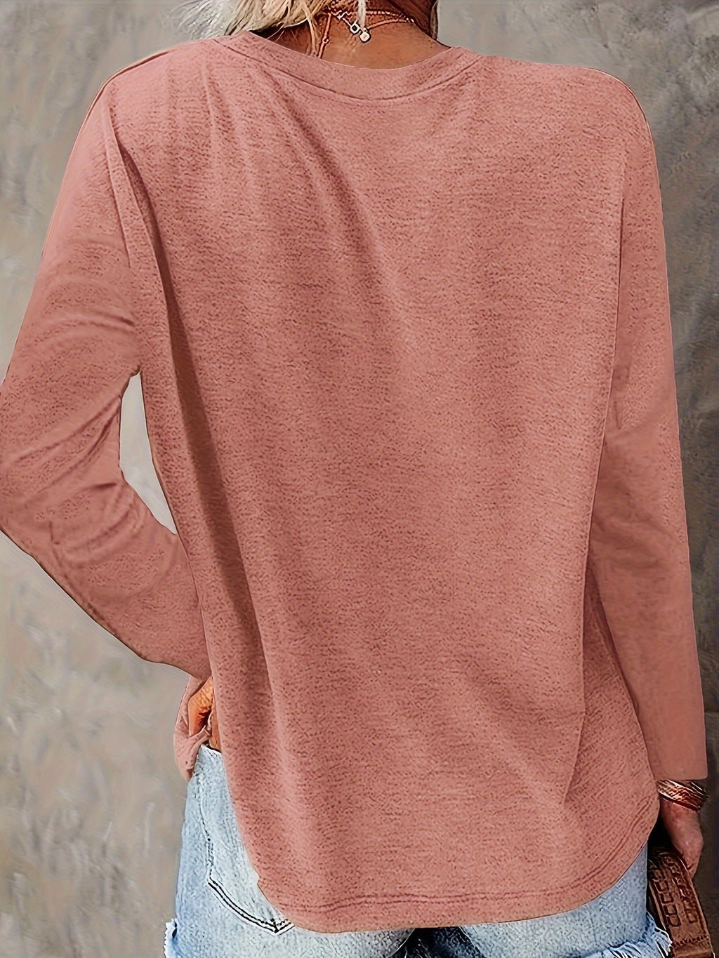 SHIMIDA Women's Sunflower Print Long Sleeve Tunic Top – Boho Chic Round Neck Blouse, Soft Pink & Brown, All-Season Casual to Semi-Formal, Machine Washable