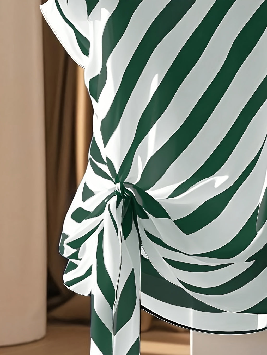 Women's French-Inspired Sleeveless Bow Blouse – Semi-Sheer Striped Crew-Neck Top for Spring, Summer & Fall