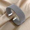 Vintage Braided Mesh Stainless Steel Open Cuff Bracelet – 18K Gold Plated Waterproof Unisex