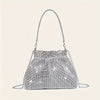 Silvery Grey Rhinestone Single-Shoulder Sling Bag – Evening Party Handbag